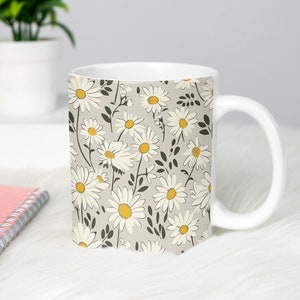 Daisy Mug, Floral Mugs, Beautiful Flower Mugs, Flower Lover Mugs, Gifts for Her, Gifts for Girlfriend, Gifts for Wife, Plant Mug