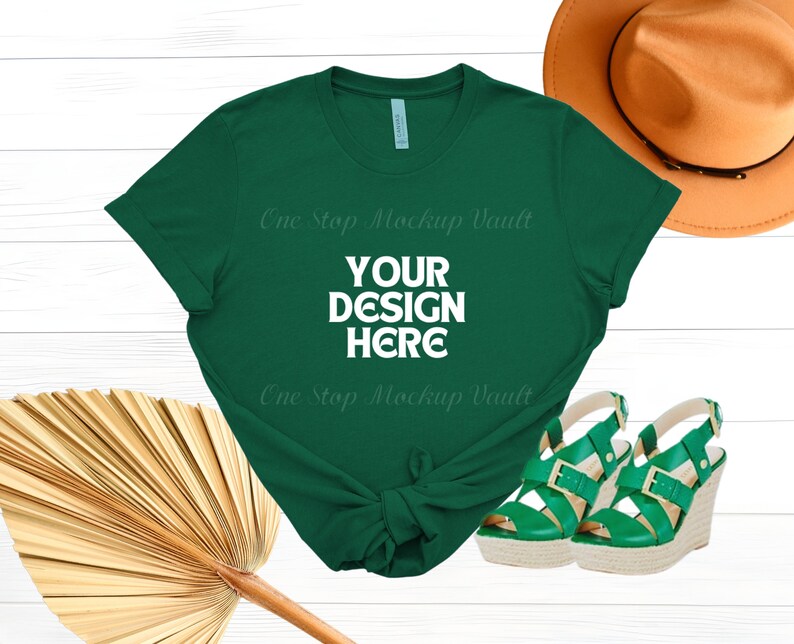 Boho Heather Grass Green Bella Canvas Modern Tshirt Mock up Styled ...