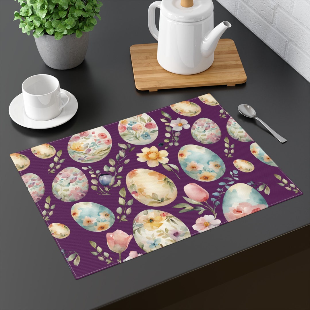 Easter Eggs Placemats, Spring Purple Placemats, Pastel Easter Table