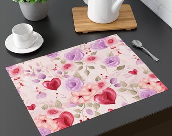 Valentines Placemats, Hearts and Roses Placemats, Valentine Hearts, Home Decor, Valentines Day Decor, Hearts Decor