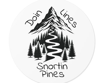 Doin Lines and Snorting Pines Hiking Vinyl Stickers, Pine Trees, Nalgene Bottle Decal, Funny Outdoor Sticker, Waterproof Decal, Nature Lover