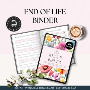 End of Life Planner Printable, Emergency Binder, What If Binder, Just In Case, Last Wishes, Estate Planning, When I Die Planning