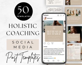 Holistic Coach Instagram Templates, Wellness Coach Social Media Posts, Editable Canva Designs for Wellness Practitioners, Health Coach