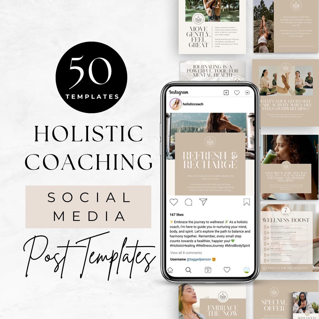 Holistic Coach Instagram Templates, Wellness Coach Social Media Posts ...