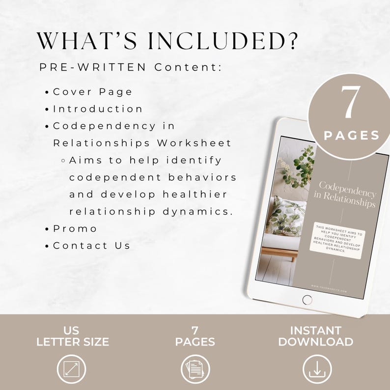 Codependency-werkbladen Therapie, healingtools, werkboek grenzen stellen, zelfhulpgids relaties, counseling voor stellen, geestelijke gezondheid afbeelding 3