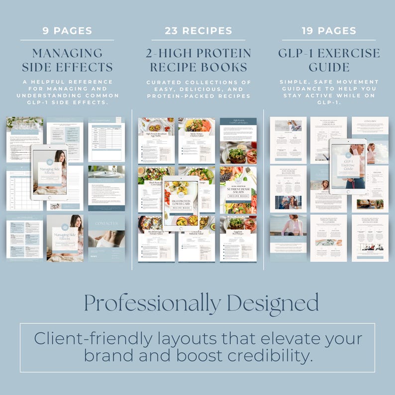 GLP1 Editable Canva Template Bundle, Health Coach Program Resources, Medical Weight Loss eBook, Semaglutide and Tirzepatide Client Tools image 6