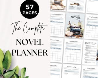 Afdrukbare romanplanner, schrijfwerkmap pdf, schrijfplanner, georganiseerd schrijven, verhaalplanning, organisator van manuscripten, schrijftracker