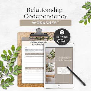 Codependency-werkbladen Therapie, healingtools, werkboek grenzen stellen, zelfhulpgids relaties, counseling voor stellen, geestelijke gezondheid afbeelding 1