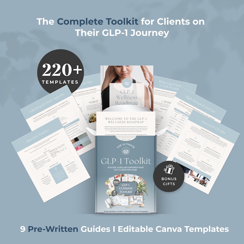 GLP1 Editable Canva Template Bundle, Health Coach Program Resources, Medical Weight Loss eBook, Semaglutide and Tirzepatide Client Tools image 10