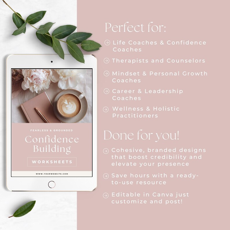 Confidence Building Worksheets Template, Life Coach Lead Magnet ...