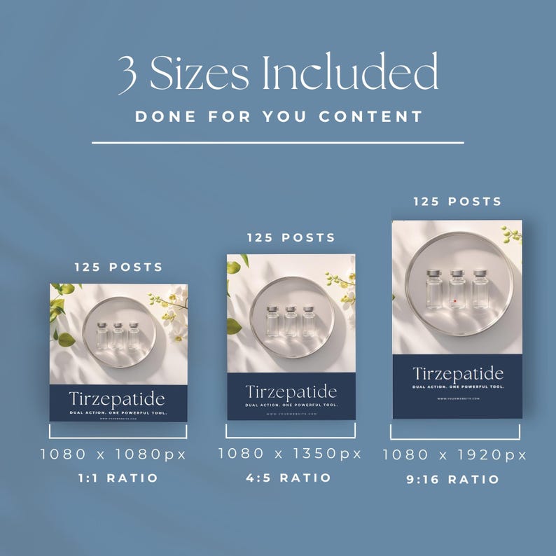 GLP1 Social Media Templates, Tirzepatide & Semaglutide Marketing, Medical Weight Loss Instagram Kit, Editable Canva Posts, Med Spa Clinic Ad image 6