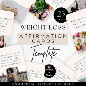 Weight Loss Affirmation Cards, Heath Coach Lead Magnet, Nutritionist Client Resource, Health and Fitness Inspiration, Weight Loss Motivation