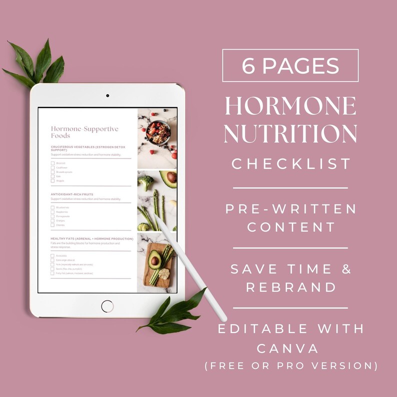Hormone Health Foods Checklist, Menopause Coach Lead Magnet, Women's Wellness Resource, Hormone Balancing Handout, Perimenopause Guide image 2