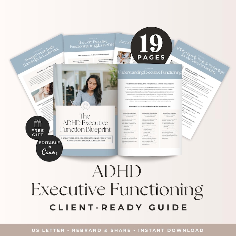 ADHD Executive Functioning Guide Template, Neurodiversity Client Resource, Life and Mindset Coach Lead Magnet, Emotional Regulation Tool image 1