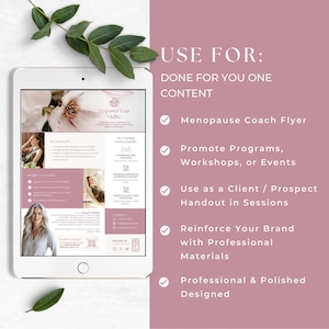 Menopause Coach Flyer, Editable Women's Wellness Business Template, Hormone Health Marketing, Midlife Promotion, Client Brochure, Pamphlet image 3