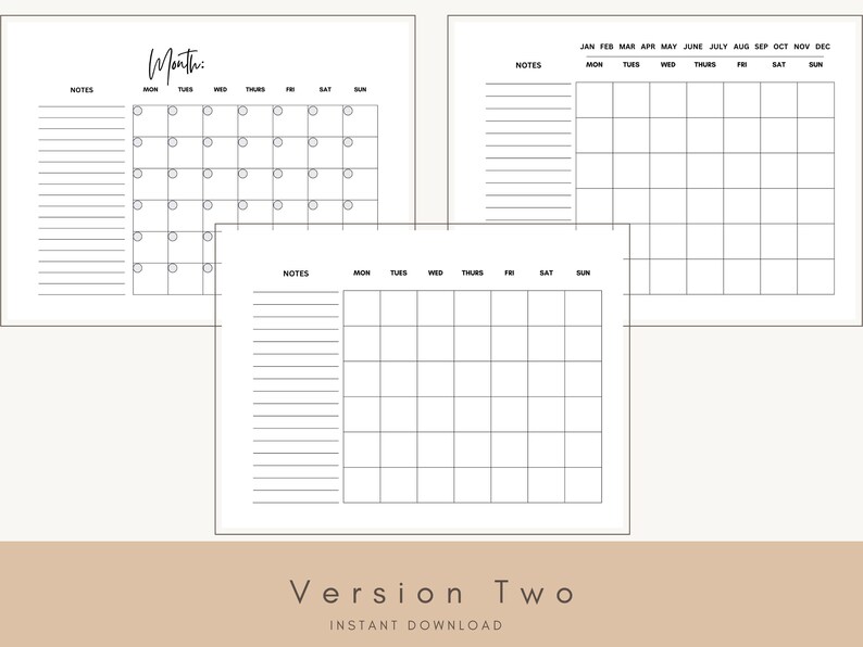 Blank Monthly Calendar Templates, Monthly Calendar, Monthly Notes ...