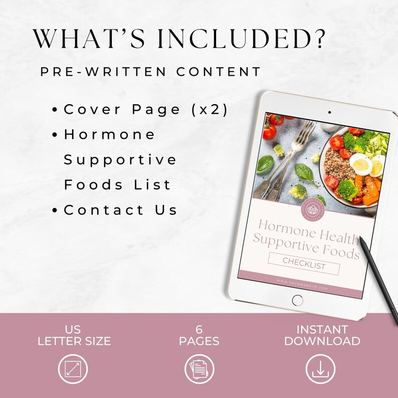 Hormone Health Foods Checklist, Menopause Coach Lead Magnet, Women's Wellness Resource, Hormone Balancing Handout, Perimenopause Guide image 3