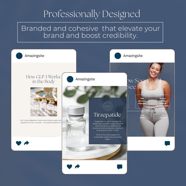 GLP1 Social Media Templates, Tirzepatide & Semaglutide Marketing, Medical Weight Loss Instagram Kit, Editable Canva Posts, Med Spa Clinic Ad image 5