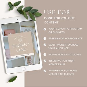Decluttering Guide Editable Template, Life Coach Lead Magnet, Organization Experts Program Resource, Minimalist Living Checklist, Canva image 3