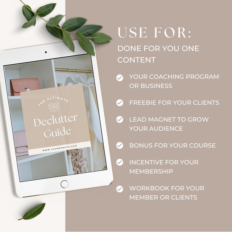 Decluttering Guide Editable Template, Life Coach Lead Magnet, Organization Experts Program Resource, Minimalist Living Checklist, Canva image 3