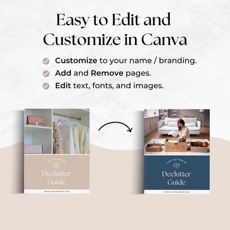 Decluttering Guide Editable Template, Life Coach Lead Magnet, Organization Experts Program Resource, Minimalist Living Checklist, Canva image 6