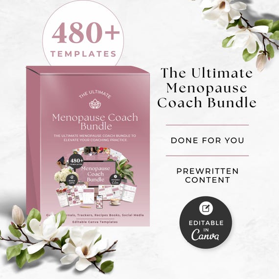 Menopause Coach Toolkit, Perimenopause Support Bundle, Hormone Health Editable Templates, Women's Wellness Program Resources, Midlife Kit