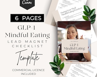 GLP1 Mindful Eating Checklist Editable Canva Template, Hunger Cues Guide, Healthy Eating Plan, Nutrition Guide, Healthy Eating Habits