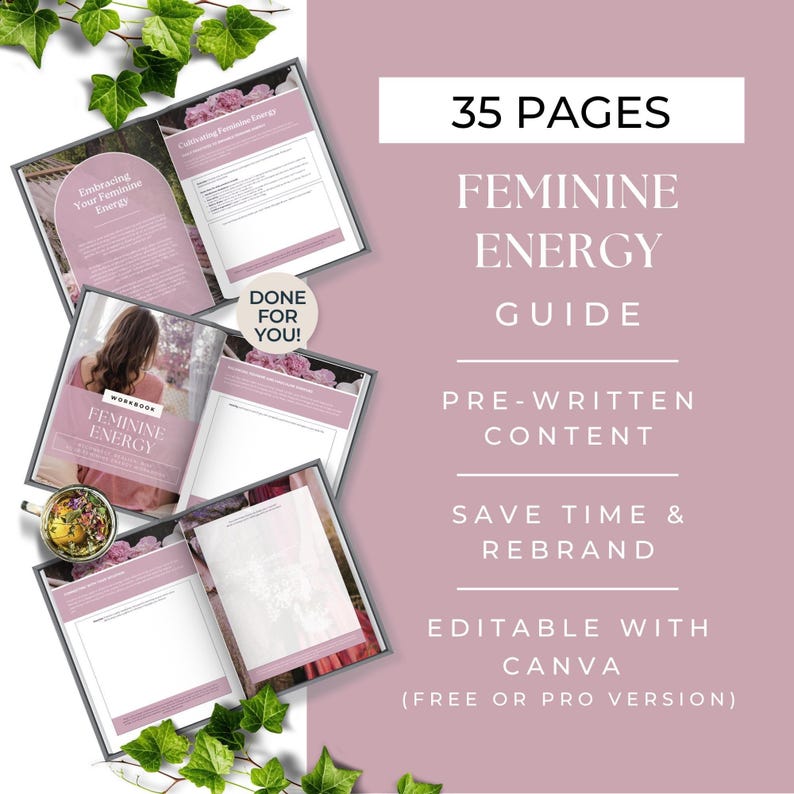Feminine Energy Workbook, Empowerment Guide, Self-Love Worksheets, Woman Journaling Prompts, Life Coach Lead Magnet, Wellness Practitioner bild 6