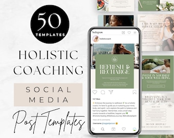 Holistic Coach Instagram Templates, Wellness Coach Social Media Posts, Editable Canva Designs for Wellness Practitioners, Health Coach