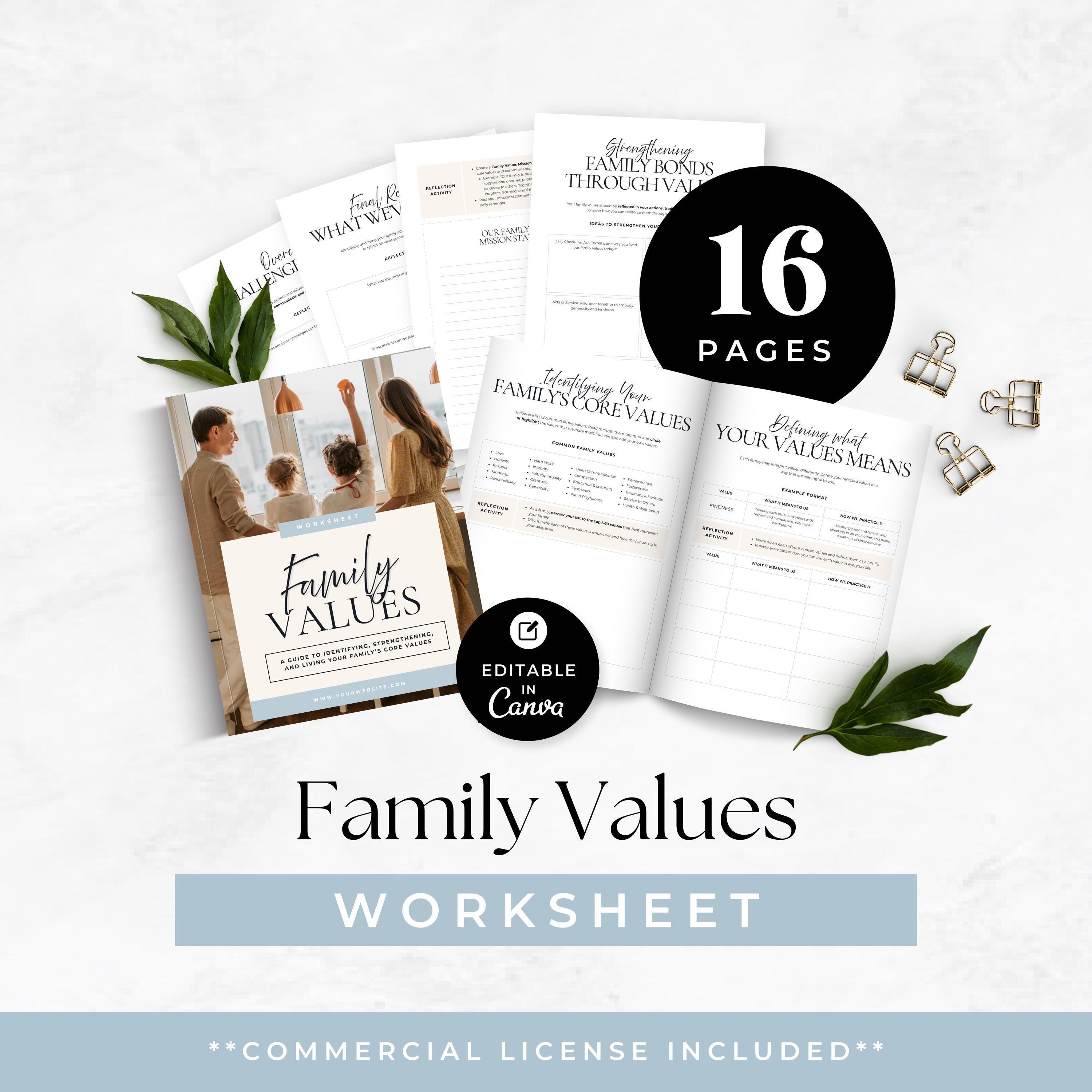 Our Family Values Worksheet.pdf Family Values Worksheet, Parenting Workshops, Family Therapy Resources ...