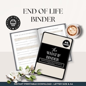End of Life Planner Printable, Emergency Binder, What If Binder, Just In Case, Last Wishes, Estate Planning, When I Die Planning