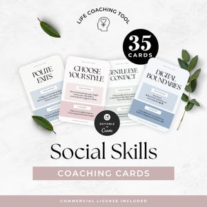 Social Skills Coaching Cards, Life Coach Lead Magnet, Personal Development Prompts, Self Esteem Client Tools, Emotional Regulation Exercises