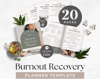 Burnout Recovery Planner Template, Stress Relief Workbook, Anxiety Prevention Tool, Self-Help Journal, Coaching Toolkit, Mental Health Guide