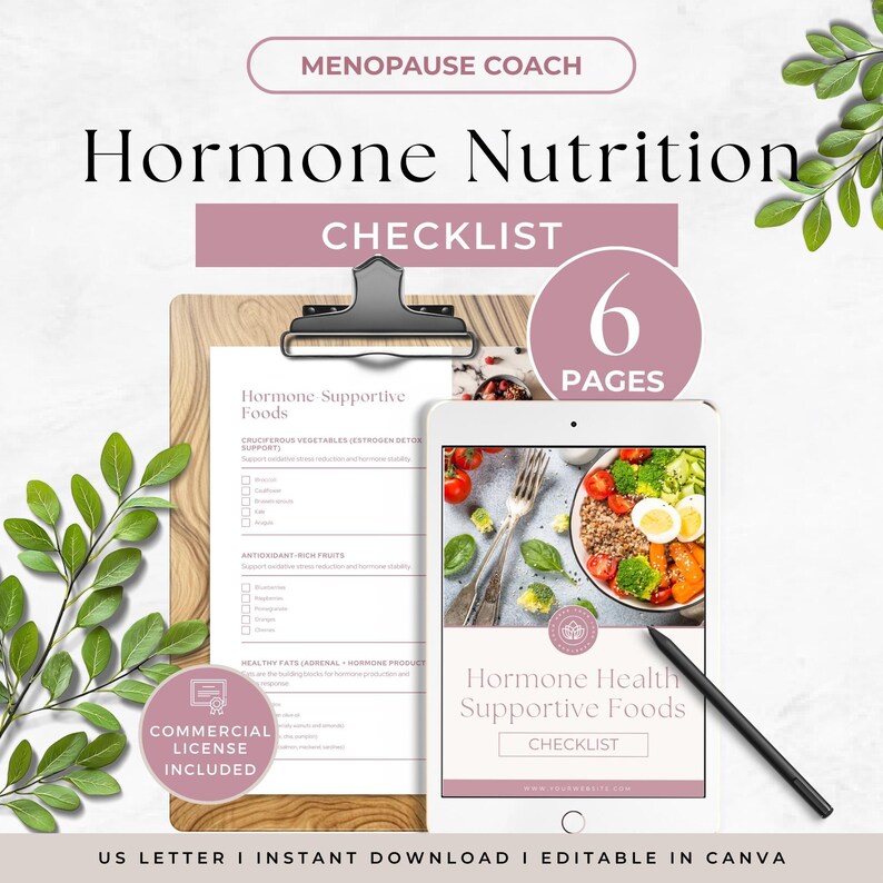 Hormone Health Foods Checklist, Menopause Coach Lead Magnet, Women's Wellness Resource, Hormone Balancing Handout, Perimenopause Guide image 9