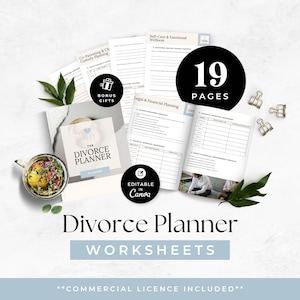 Divorce Planner Template, Co-Parenting Checklist, Financial Worksheets, Printable Divorce Preparation Organizer, Divorce Coach Resource