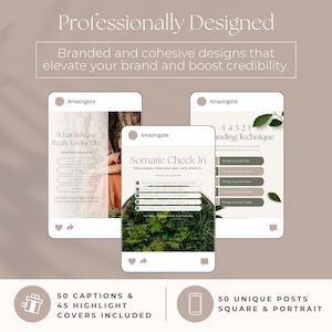 Somatic Therapy Instagram Templates, Editable Mental Health Social Media Content, Holistic Wellness Marketing Kit, Nervous System Regulation image 5