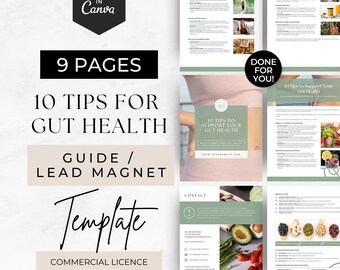 Conteúdo sobre saúde intestinal, 10 dicas para um intestino saudável, modelo de programa de coaching nutricional, recurso para coaches de saúde, folheto informativo sobre bem-estar, guia do cliente