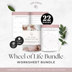 Wheel of Life Worksheet Bundle, Life Coach Onboarding Form, Personal Development, Wellness Client Handout, Multi-Version Balance Assessment