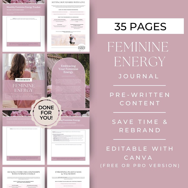 Feminine Energy Workbook, Empowerment Guide, Self-Love Worksheets, Woman Journaling Prompts, Life Coach Lead Magnet, Wellness Practitioner bild 3