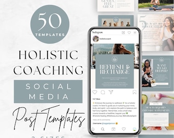 Holistic Coach Instagram Feed Content, Holistic Healing Marketing Templates, Editable Canva Social Media Posts for Wellness Practitioners