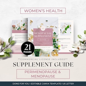 Perimenopause and Menopause Supplement Guide for Clients, Hormone Health Coaching Lead Magnet, Program Resource for Women&#39;s Wellness, Course