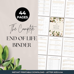 End of Life Planner Printable, Emergency Binder, What If Binder, Just In Case, Last Wishes, Estate Planning, When I Die Planning