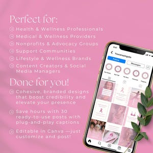 Sociala medier för medvetenhet om bröstcancer, Instagram-inlägg om kvinnors välbefinnande, professionella inom kvinnors hälsa, Rosa bandet-kampanjen, stöd till överlevande bild 3