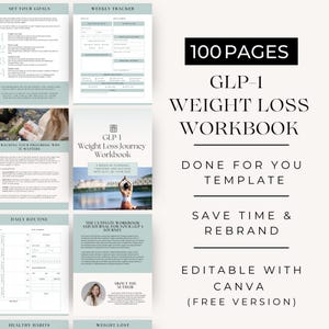 GLP-1 4 Week Weight Loss Workbook
Canva Editable Template
Commercial license included
100 Pages