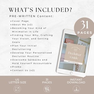 Decluttering Guide Editable Template, Life Coach Lead Magnet, Organization Experts Program Resource, Minimalist Living Checklist, Canva image 4