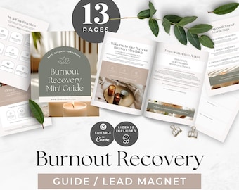 Burnout Recovery Guide Template, Mental Health Worksheet, Anxiety Prevention Tools, Stress Relief Support, Self-Help Journal, Wellness Coach