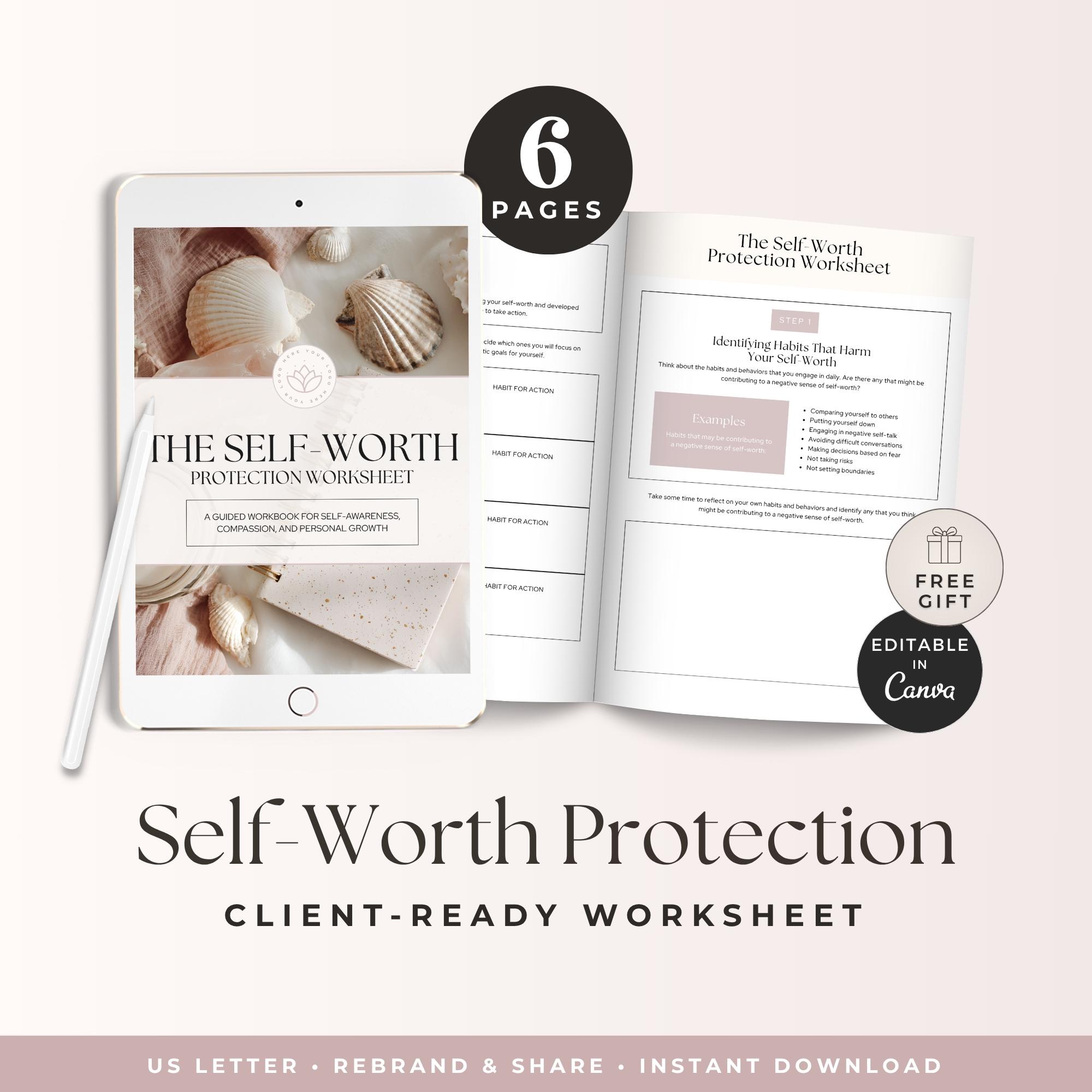 Self Worth Protection Worksheet, Life Coach Lead Magnet, Confidence ...