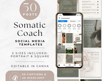 Somatic Therapy Instagram Templates, Editable Mental Health Social Media Content, Holistic Wellness Marketing Kit, Nervous System Regulation