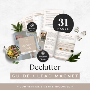 Decluttering Guide Editable Template, Life Coach Lead Magnet, Organization Experts Program Resource, Minimalist Living Checklist, Canva image 10