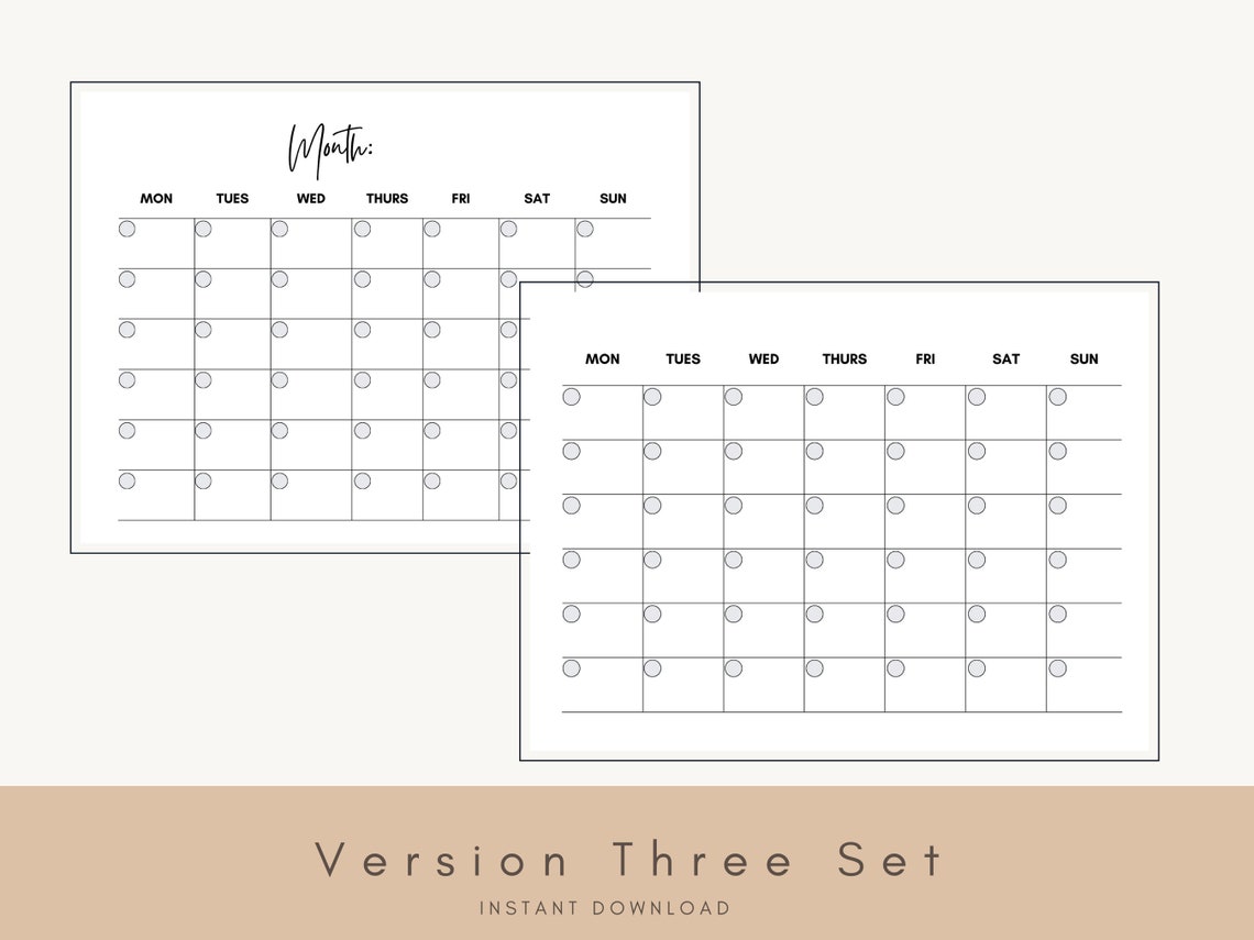 Blank Monthly Calendar Templates, Monthly Calendar, Monthly Notes ...